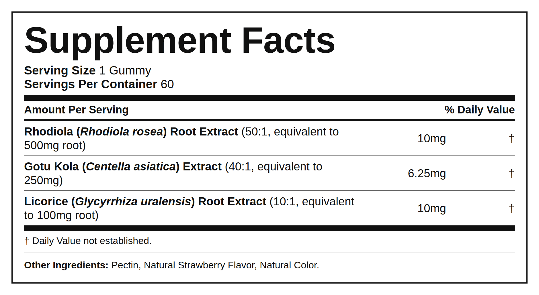 Supplement Facts — Gotu Kola + Rhodiola Kids (Gummies)