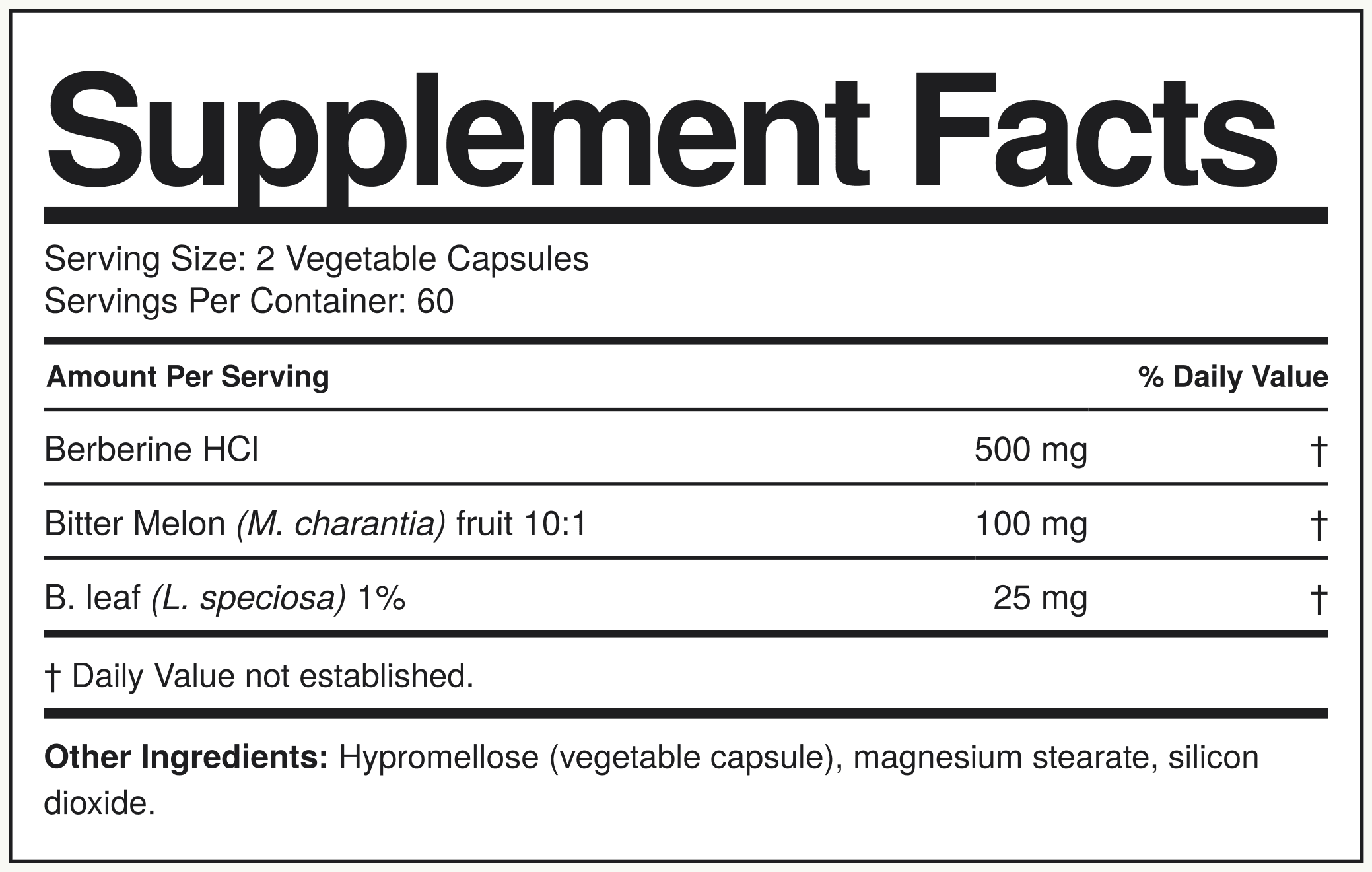 Supplement Facts Berberina