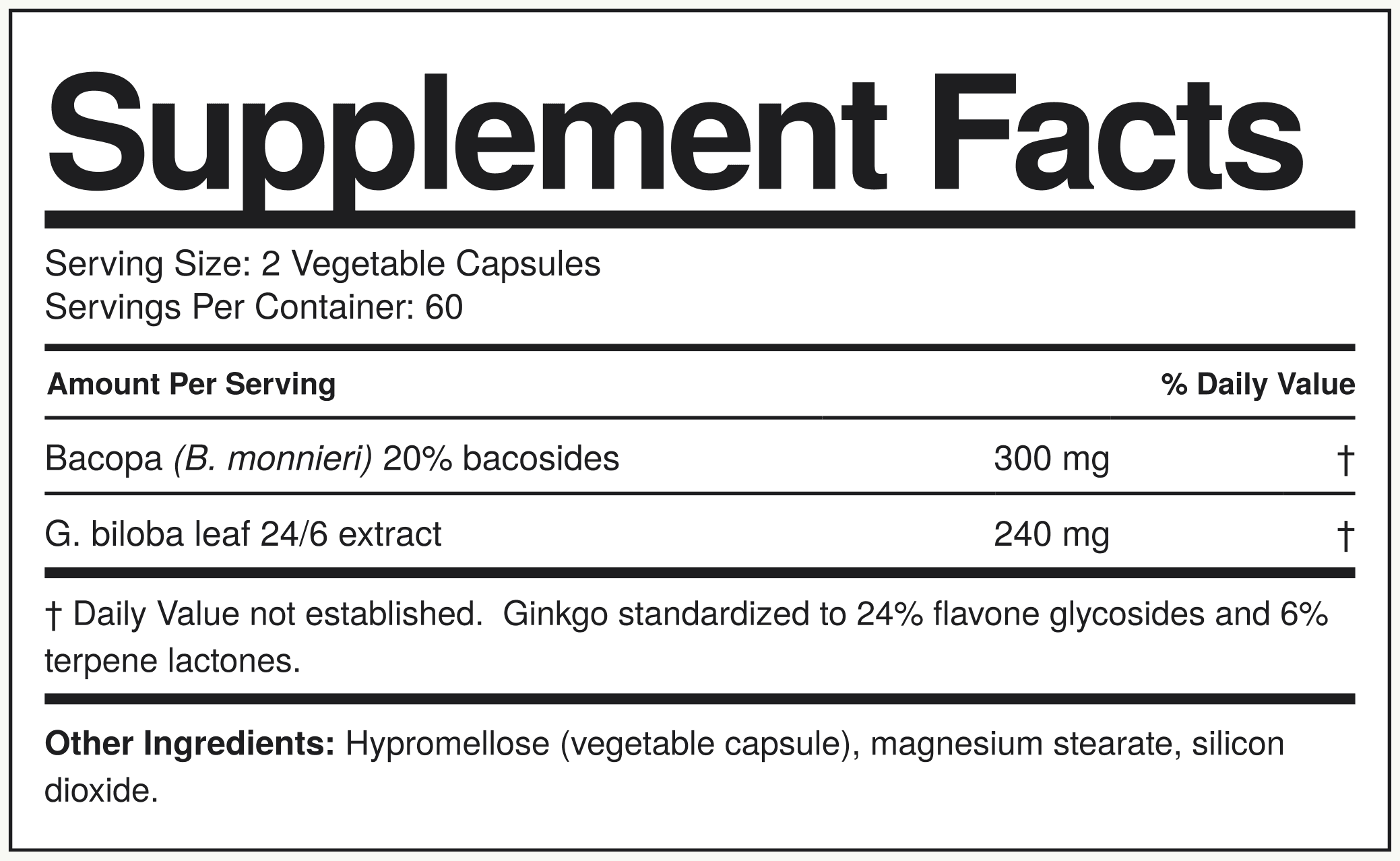 Supplement Facts Ginkgo Biloba