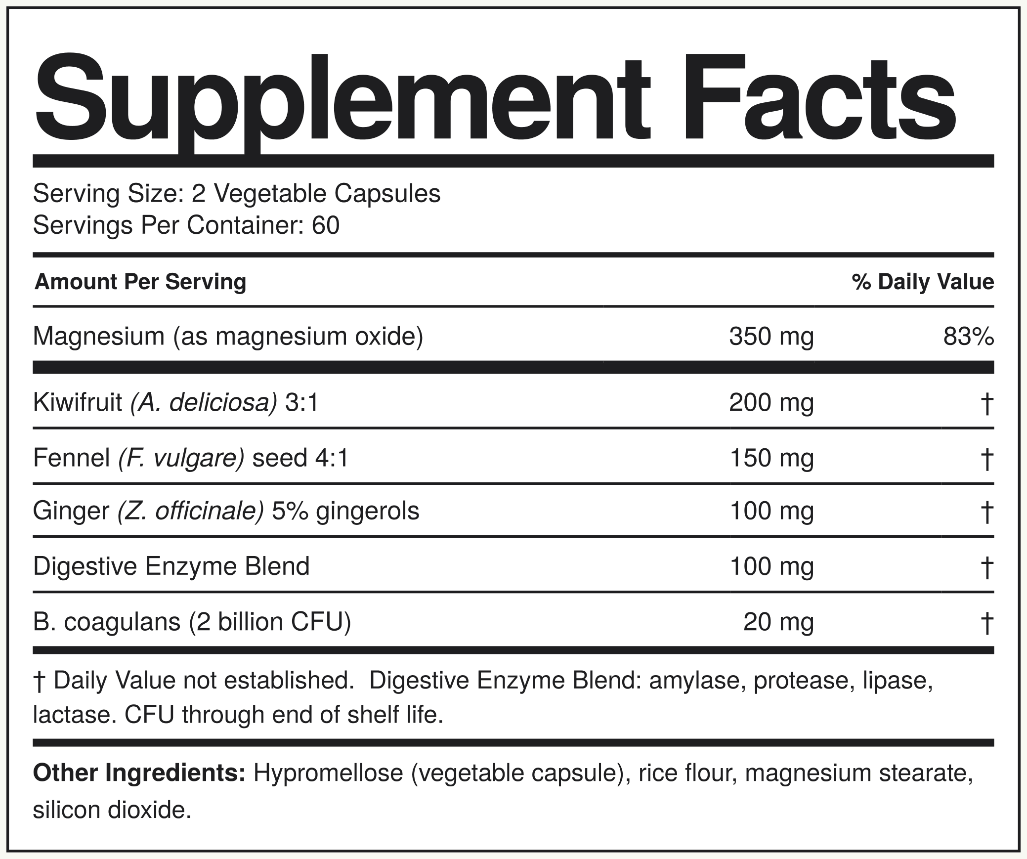Supplement Facts Magnésio Óxido