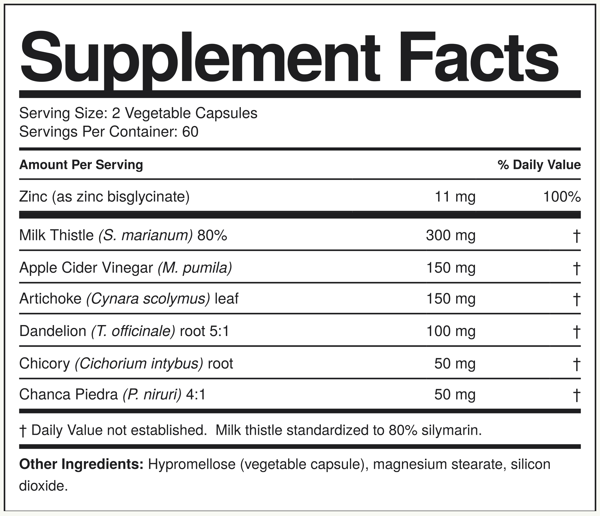 Supplement Facts Milk Thistle
