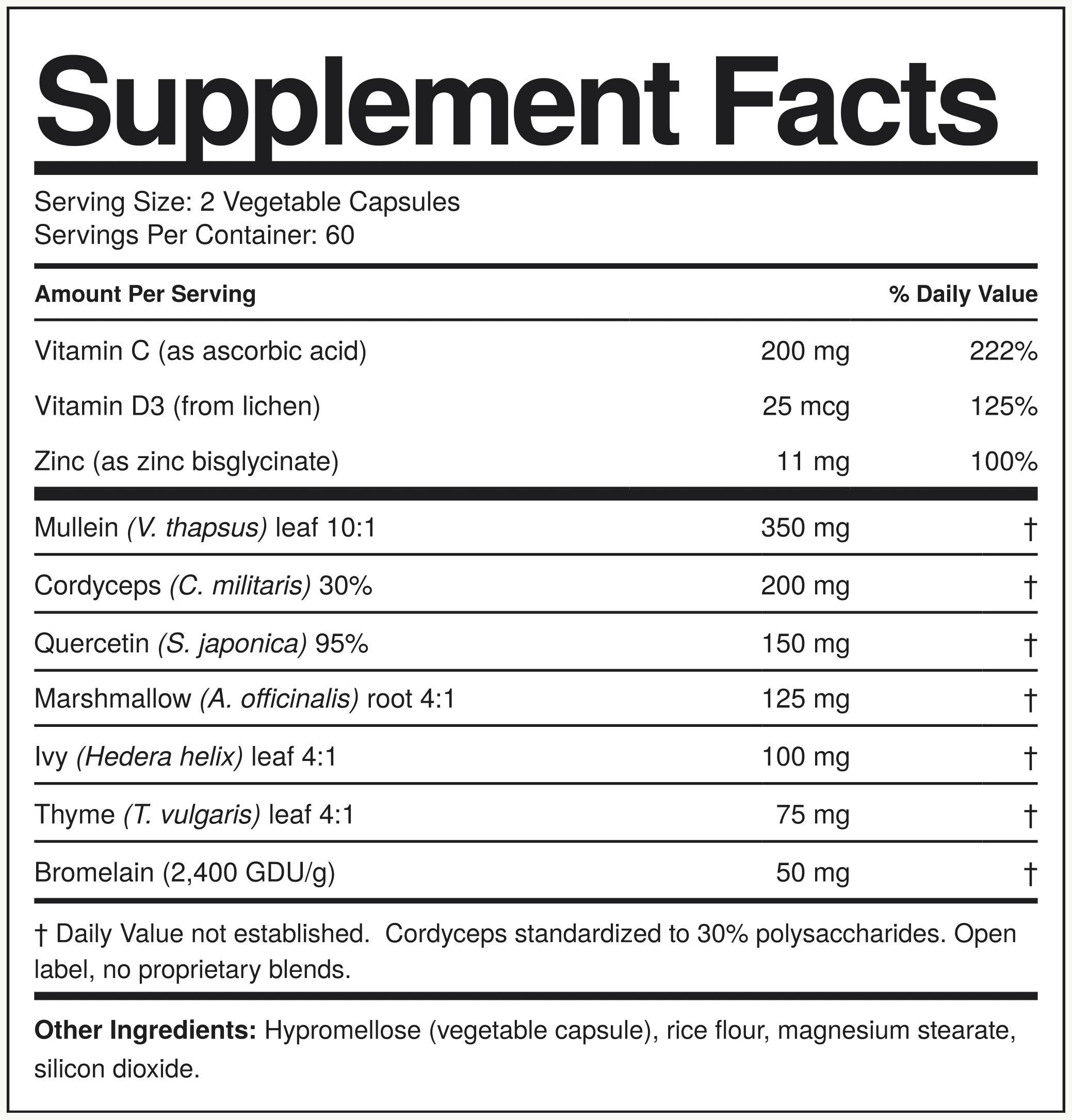 Supplement Facts Mullein