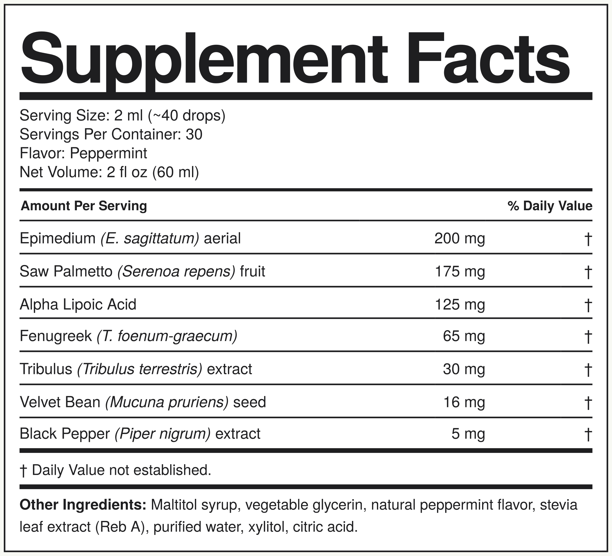 Supplement Facts ED / Vitalidade Masculina