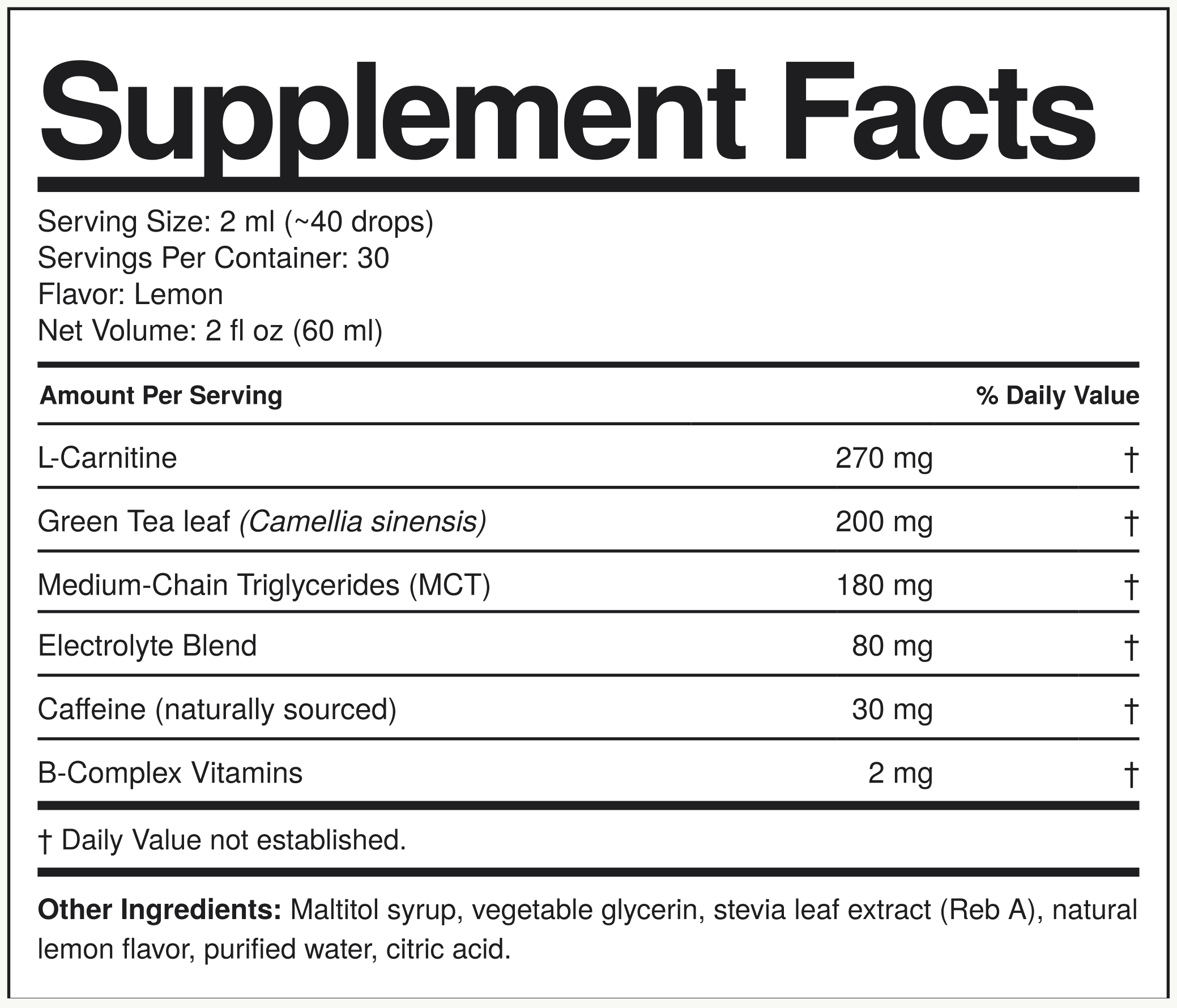 Supplement Facts Keto Drops