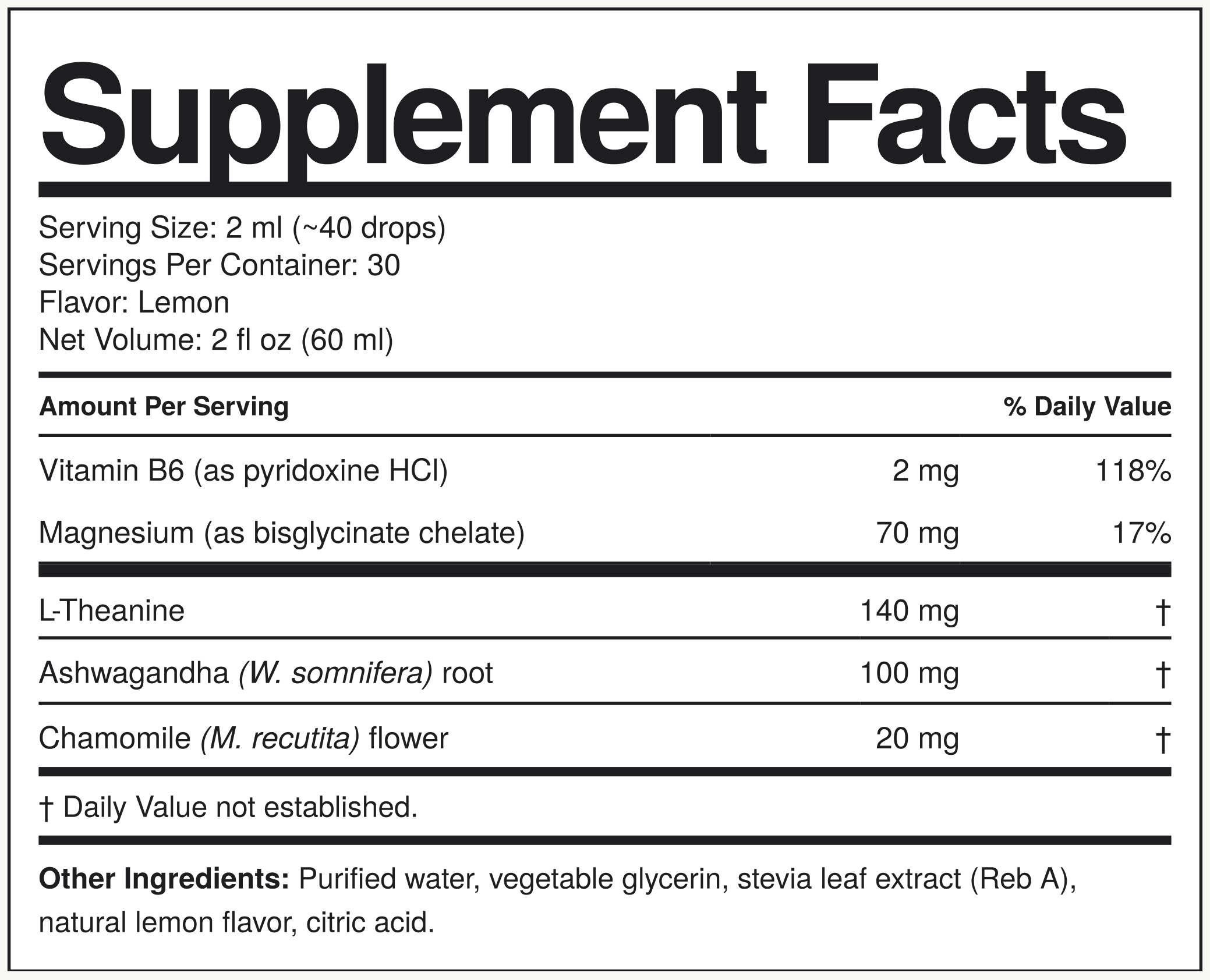 Supplement Facts Magnésio Glicinato