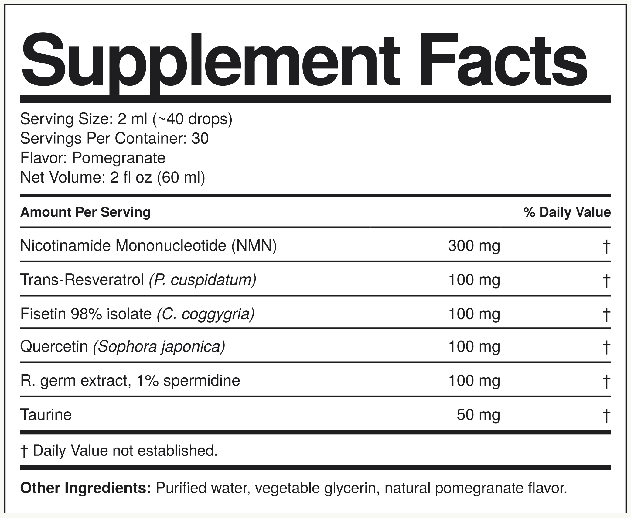 Supplement Facts NAD+