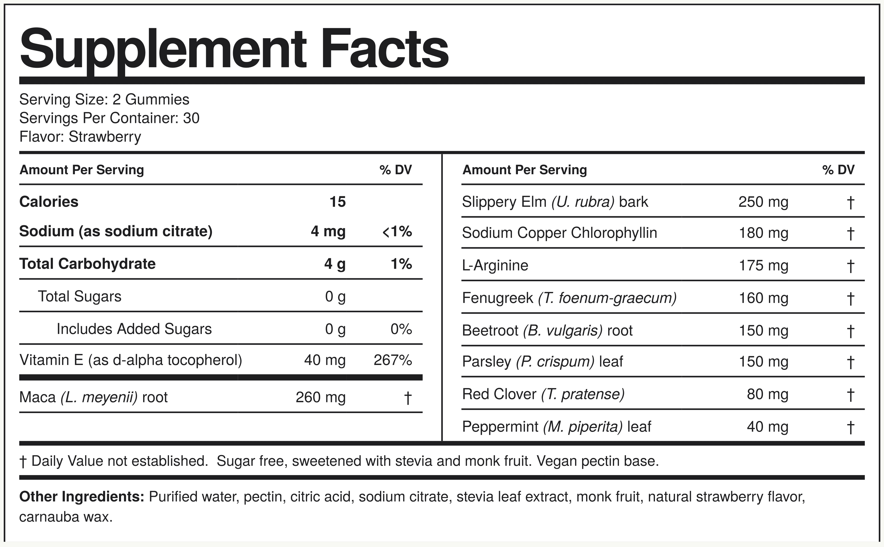 Supplement Facts Clorofilina
