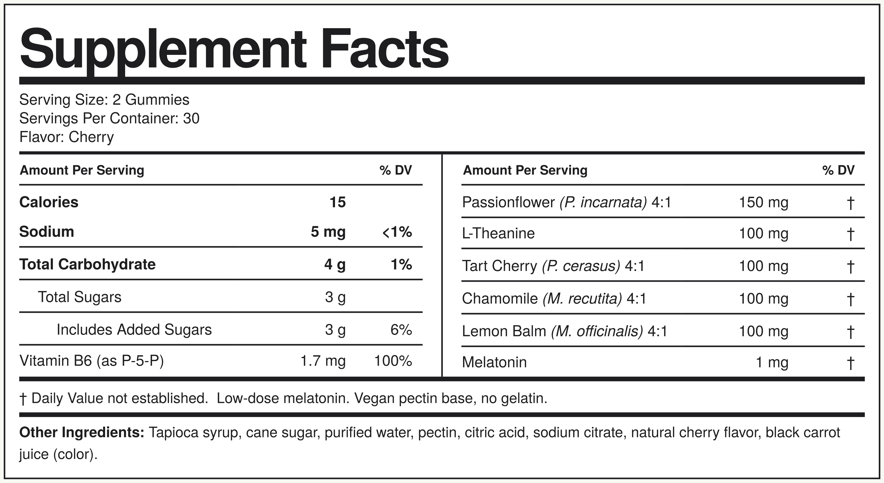 Supplement Facts Melatonina
