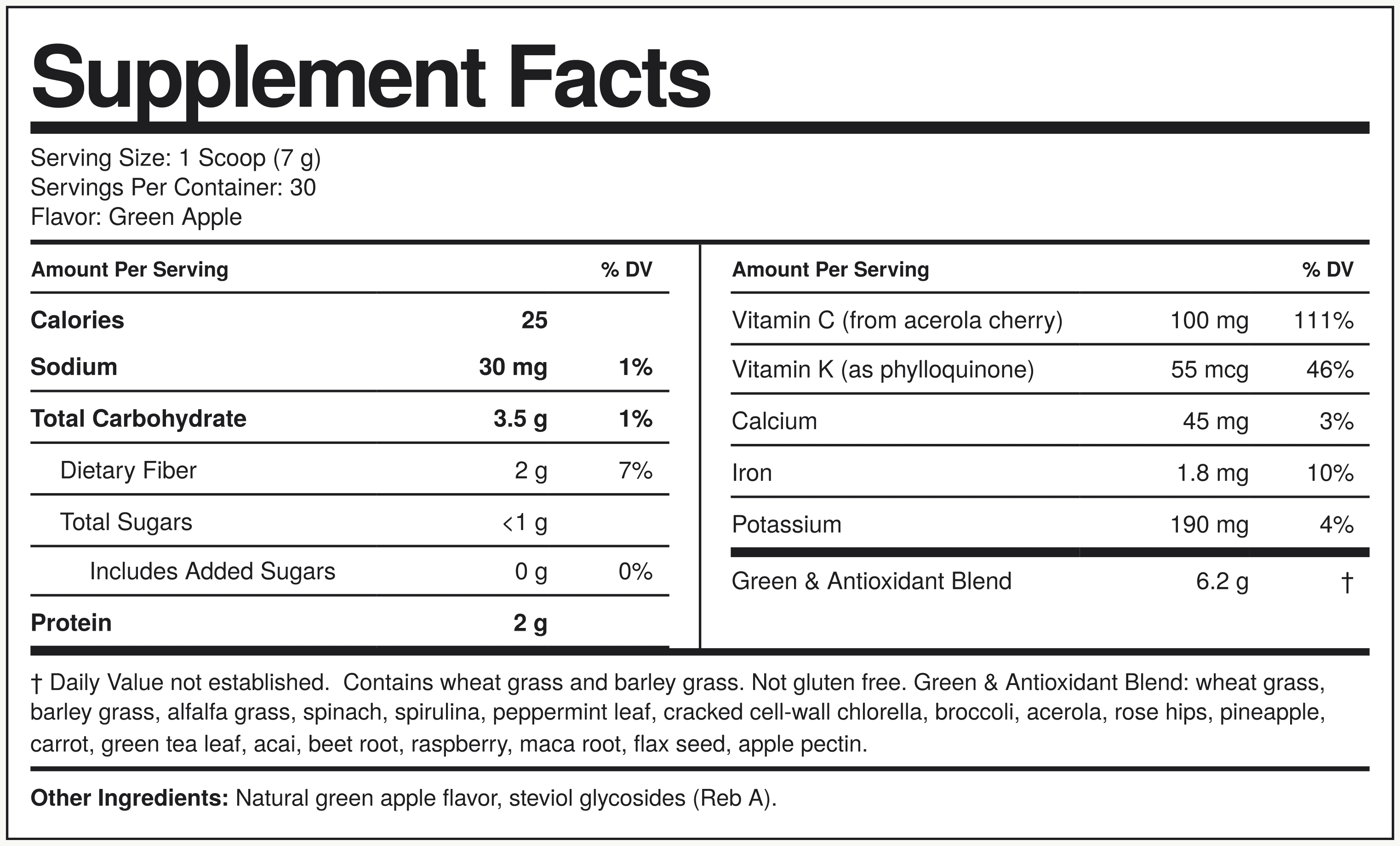 Supplement Facts Espirulina