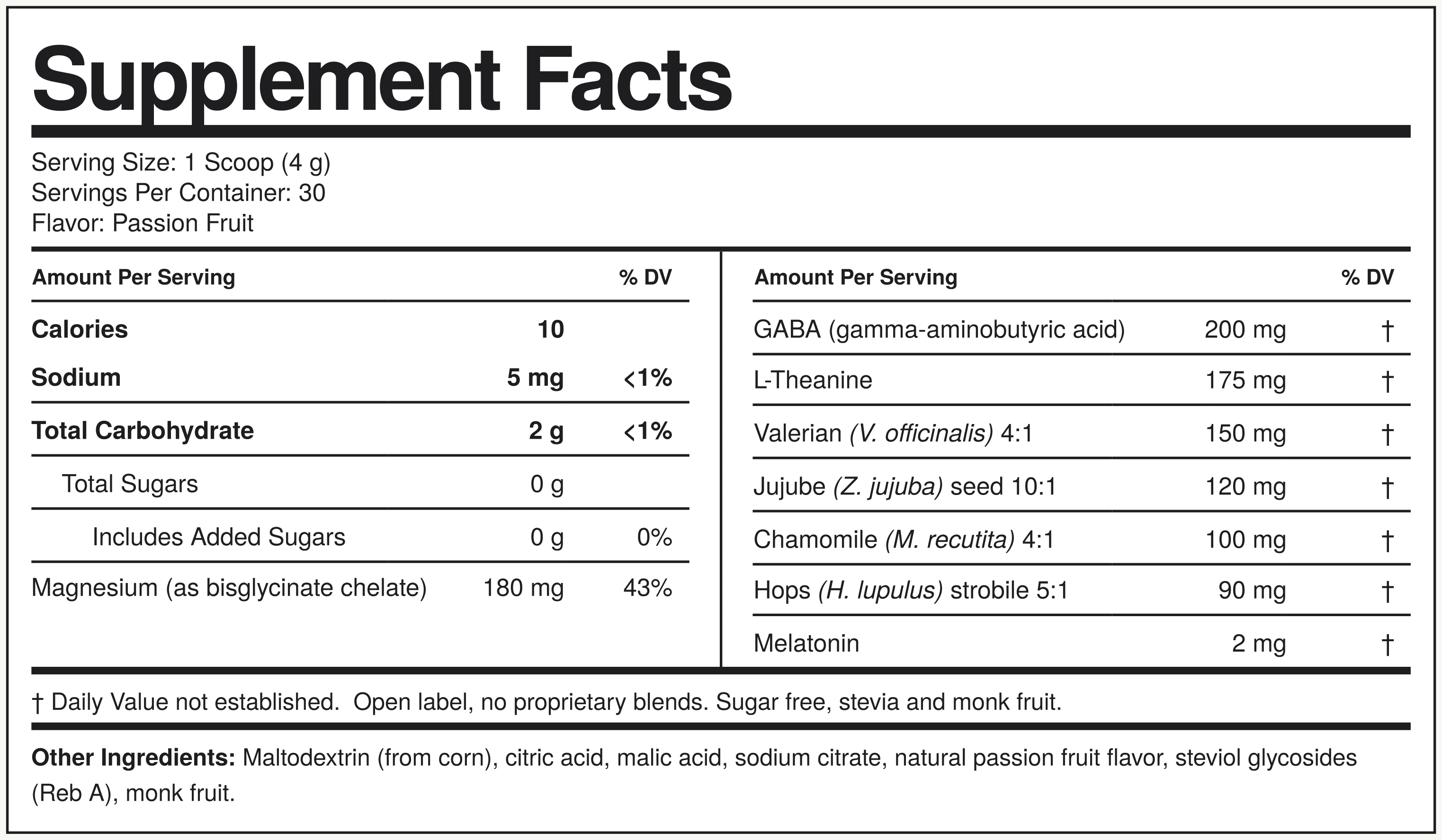 Supplement Facts Melatonina