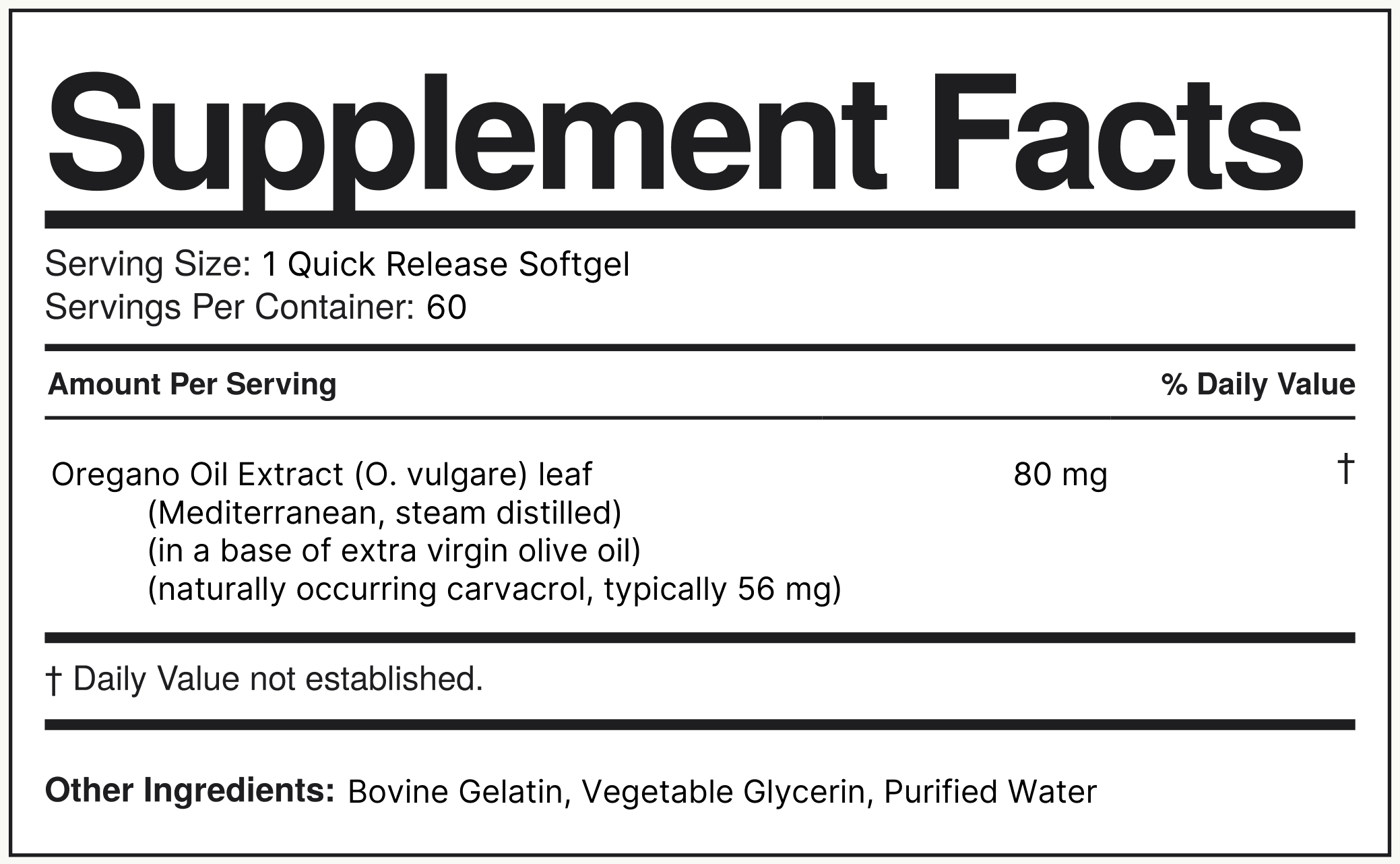 Supplement Facts Óleo de Orégano