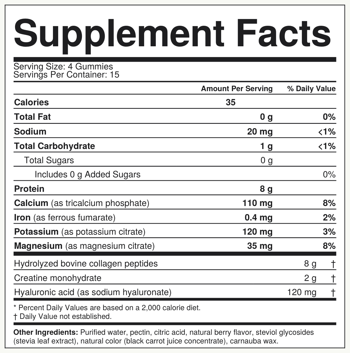 Supplement Facts Gummy Proteína + Creatina