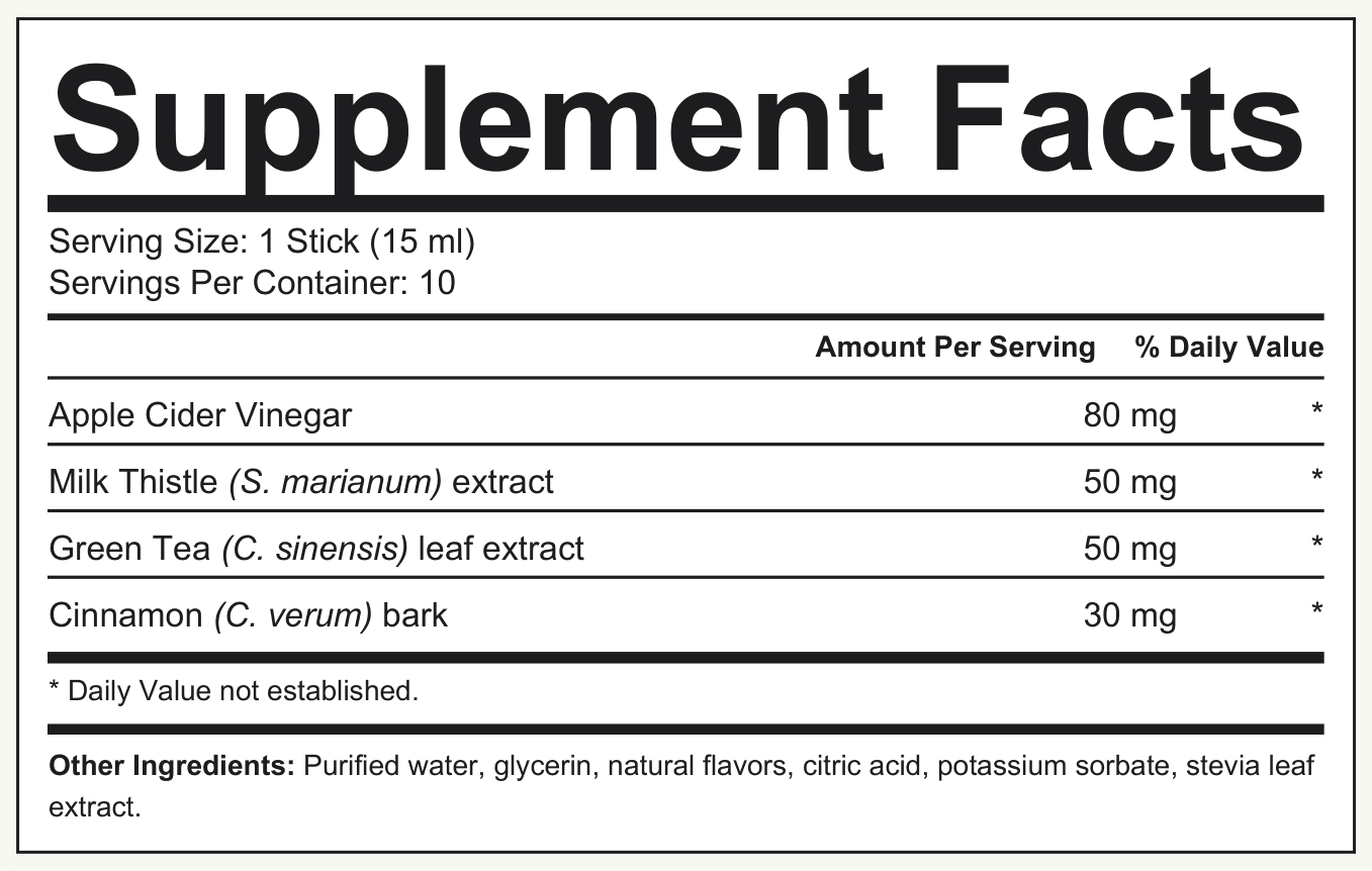 Supplement Facts Apple Cider