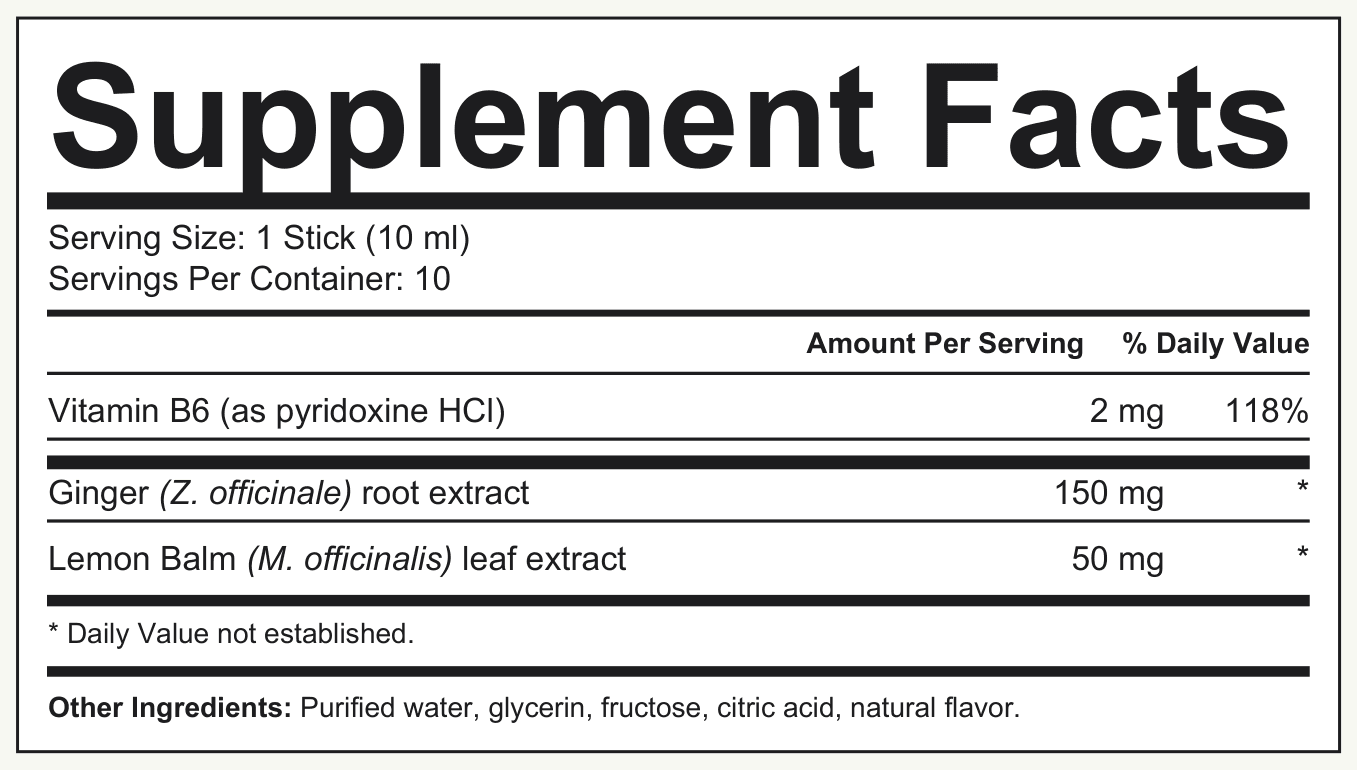 Supplement Facts Ginger