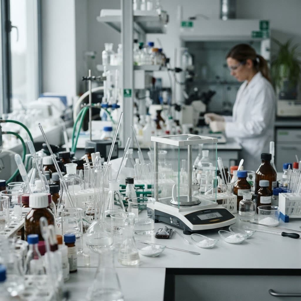 Bancada de laboratório farmacêutico